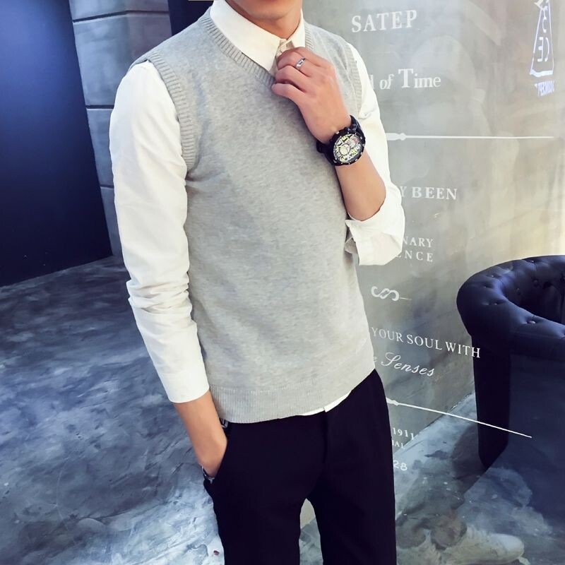 Pulover tricot Bărbați Culoare uni Unii Fără mâneci Îmbrăcăminte pentru bărbați Vestă de afaceri Vestă cu gât în V Maletry Iarna 2024 Topuri Sheap AX