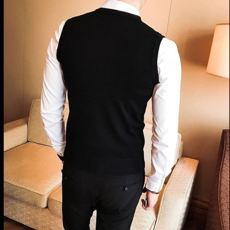 Pulover tricot Bărbați Culoare uni Unii Fără mâneci Îmbrăcăminte pentru bărbați Vestă de afaceri Vestă cu gât în V Maletry Iarna 2024 Topuri Sheap AX