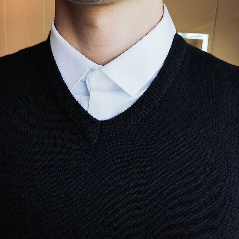 Pulover tricot Bărbați Culoare uni Unii Fără mâneci Îmbrăcăminte pentru bărbați Vestă de afaceri Vestă cu gât în V Maletry Iarna 2024 Topuri Sheap AX