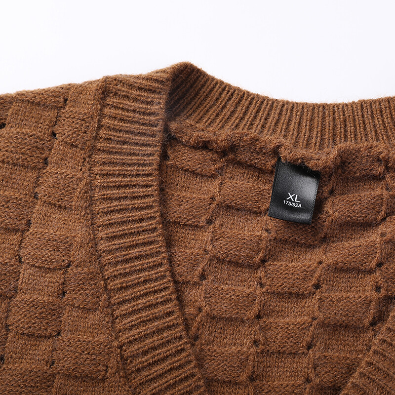 Muški retro vintage vuneni pleteni prsluk bez rukava s V izrezom Basic za jesen zima pulover muška odjeća 00087