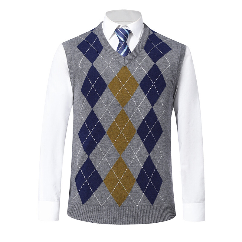 Uus moebränd Varrukateta kampsun Meeste Pullover Vest V-kaelusega Slim Fit Džemprid Kudumismustrid Sügisene vabaajarõivad Meeste