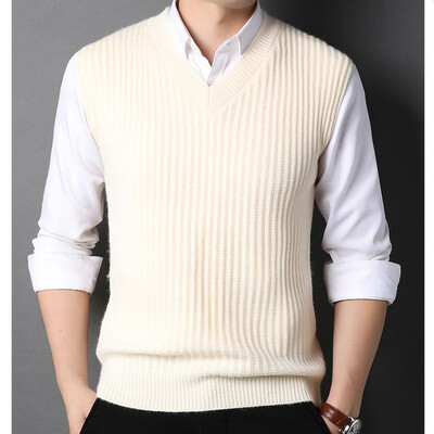 2024 Pulover Vest Muškarci Plus Size S-4XL Proljeće Jesen Preveliki muški prsluci Jednobojni Jednostavni Višeslojni V-izrez Parovi Retro kaki mekani