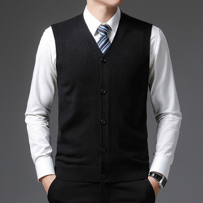 Level 4 Super Anti-pilling Top Grade Pleuche Novi zimski modni v izrez V izrez pleteni kardigan Ležeran elegantan džemper prsluk bez rukava