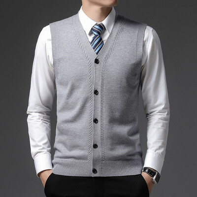 Level 4 Super Anti-pilling Top Grade Pleuche Novi zimski modni v izrez V izrez pleteni kardigan Ležeran elegantan džemper prsluk bez rukava