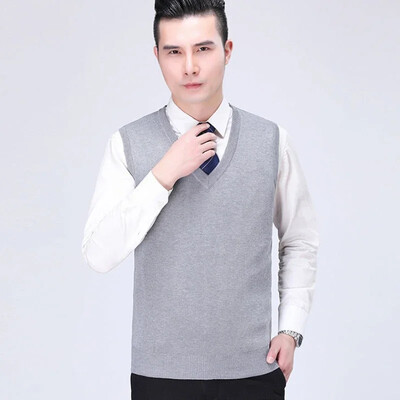 Haine Bărbați Vestă Vestă Pulovere tricotate pentru bărbați Bej Decolteu în V Fără mâneci Neted Comandă de afaceri Baggy Stil coreean Casual XS