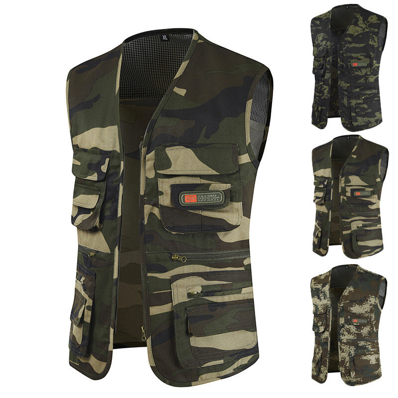 Ανδρικό γιλέκο μόδας 2020 με λαιμόκοψη αμάνικο τσέπη παραλλαγής μεγάλου μεγέθους XL-4XL Casual, αναπνέον, ανδρικό μπουφάν που πλένεται