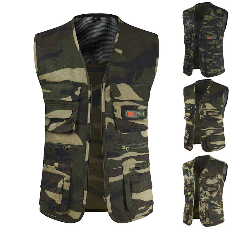 Ανδρικό γιλέκο μόδας 2020 με λαιμόκοψη αμάνικο τσέπη παραλλαγής μεγάλου μεγέθους XL-4XL Casual, αναπνέον, ανδρικό μπουφάν που πλένεται