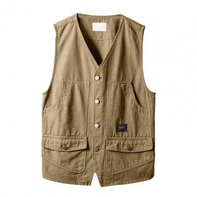 Ljetna retro široka i tanka japanska radna odjeća s više džepova, muški prsluk bez rukava