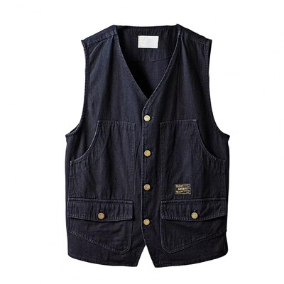 Ljetna retro široka i tanka japanska radna odjeća s više džepova, muški prsluk bez rukava