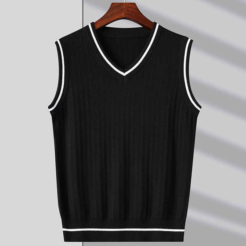 Vrhunski novi jesensko-zimski modni brend Slim Fit pleteni džemper s V izrezom Muška trendi vunena ležerna muška odjeća bez rukava