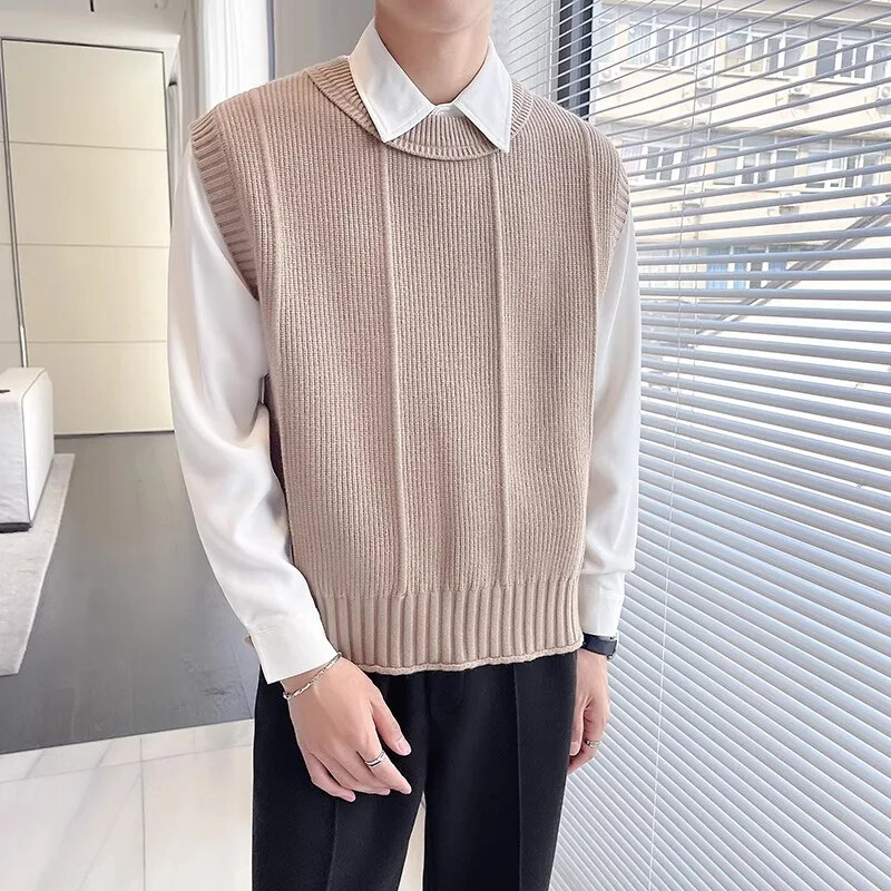 Lagani zreli stil 2024, popularni visokokvalitetni pleteni prsluk, muški džemper bez rukava