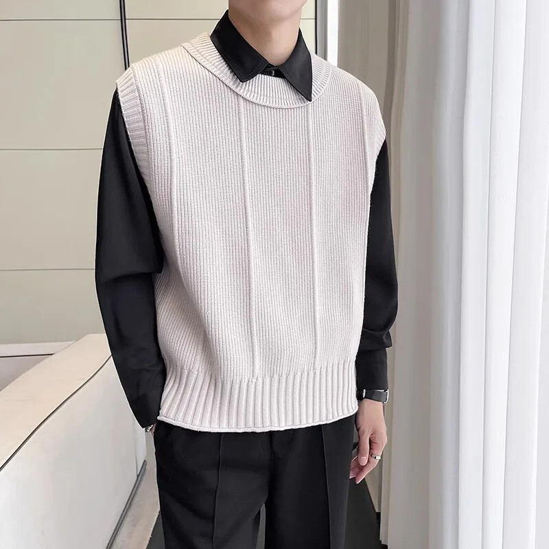 Lagani zreli stil 2024, popularni visokokvalitetni pleteni prsluk, muški džemper bez rukava