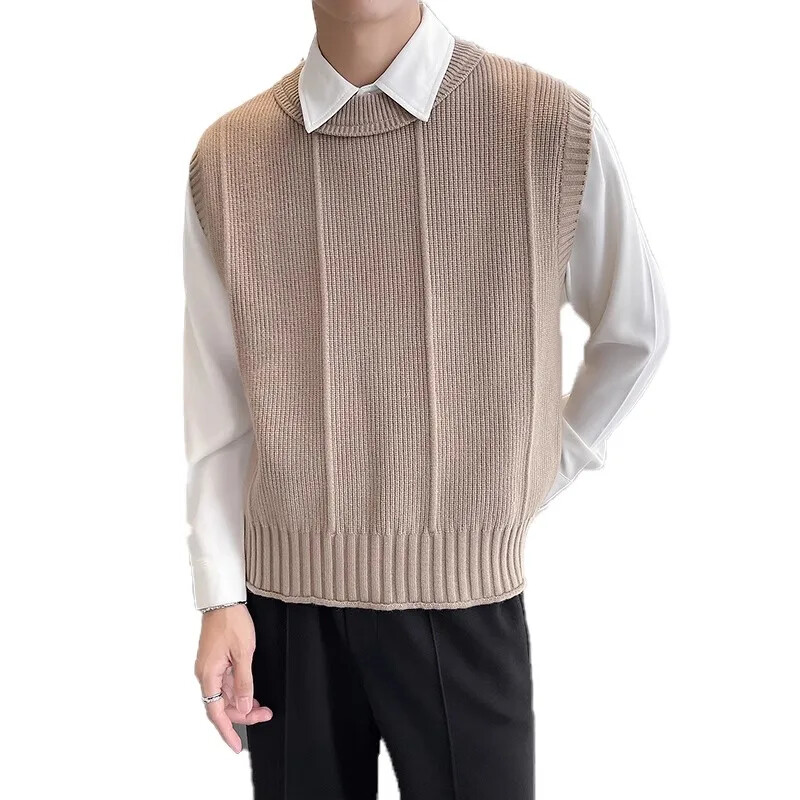 Lagani zreli stil 2024, popularni visokokvalitetni pleteni prsluk, muški džemper bez rukava