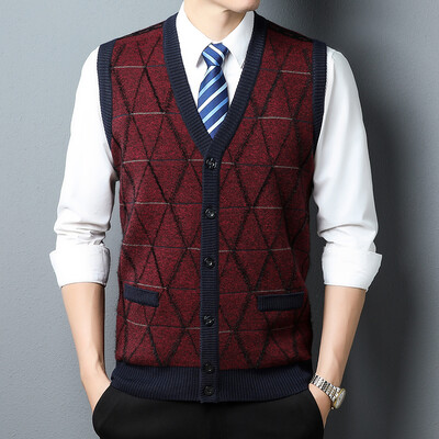 2023, muški kardigan bez rukava, modni pleteni pulover za slobodno vrijeme, topla majica s V-izrezom i džepovima