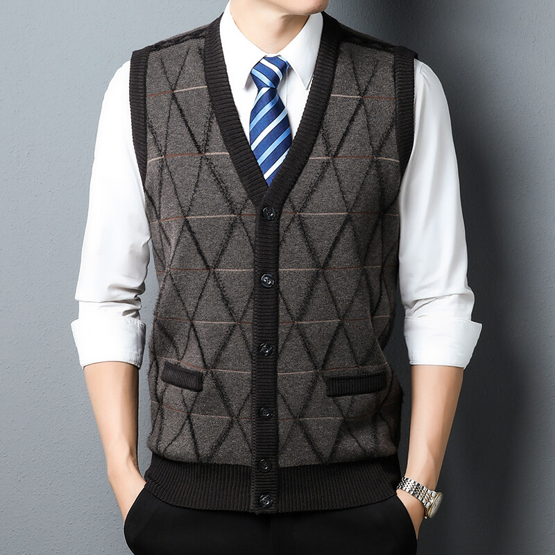 2023, muški kardigan bez rukava, modni pleteni pulover za slobodno vrijeme, topla majica s V-izrezom i džepovima