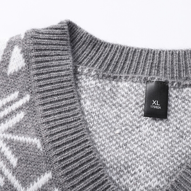 Muški vuneni pleteni prsluk bez rukava V izrez bez rukava Basic za Jesen Zima Retro Vintage Print Muška odjeća 00088