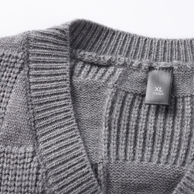 Meeste vanaaegne villane kootud vest V-kaelusega kampsun-pullover, varrukateta põhilised sügistalvised meesterõivad 00086