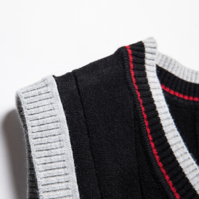 Bărbați din lână tricot vestă rezervor patchwork pulovere fără mâneci Pulover Topuri de bază pentru toamna iarnă modă casual cu decolteu în V 00052