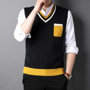 Brend Pletene majice na majice Džepni ležerni osnovni pulover bez rukava za mlade muškarce za jesen zimu Moda s V izrezom 00006