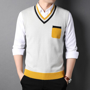 Brend Pletene majice na majice Džepni ležerni osnovni pulover bez rukava za mlade muškarce za jesen zimu Moda s V izrezom 00006