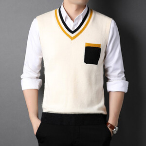 Brend Pletene majice na majice Džepni ležerni osnovni pulover bez rukava za mlade muškarce za jesen zimu Moda s V izrezom 00006