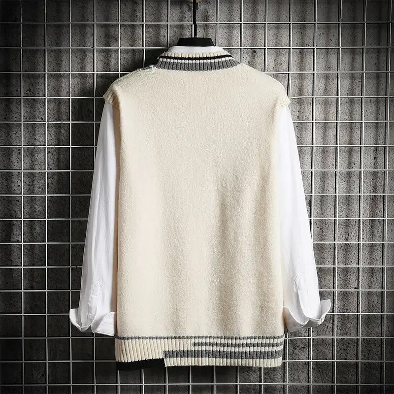 Meeste riided Roheline vest Jaapani retro kootud kampsun meeste V kaelusega varrukateta lapiline vest Korea sügisriided Tänav A