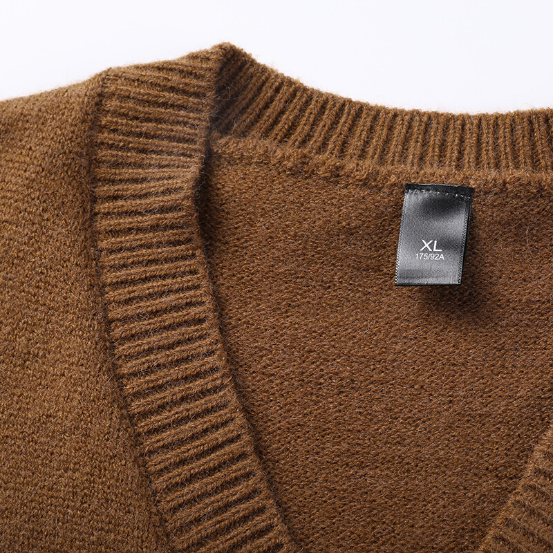 Muški vuneni pleteni prsluk bez rukava, majica s printom slova, osnovni pulover bez rukava za jesen i zimu, muška odjeća u korejskom stilu s V izrezom 00089