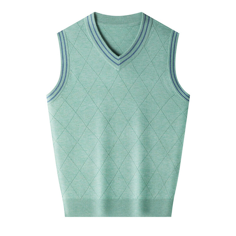 Vuneni pleteni prsluk bez rukava Džemperi, pulover s V izrezom za tinejdžere, mlade muškarce Basic Jesen Zima Jednozeleno Crveno 00054