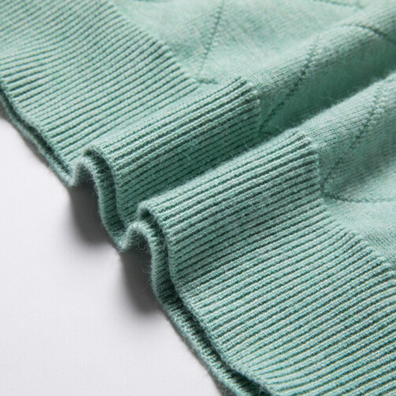 Vuneni pleteni prsluk bez rukava Džemperi, pulover s V izrezom za tinejdžere, mlade muškarce Basic Jesen Zima Jednozeleno Crveno 00054