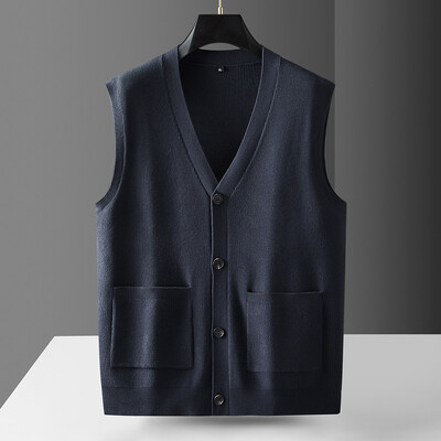 New Arrival Fashion Suepr suur sügisene meeste V-kaelusega kootud kardigan Vest Fashion kampsun, suur suurus XL 2XL 3XL 4XL 5XL 6XL 7XL