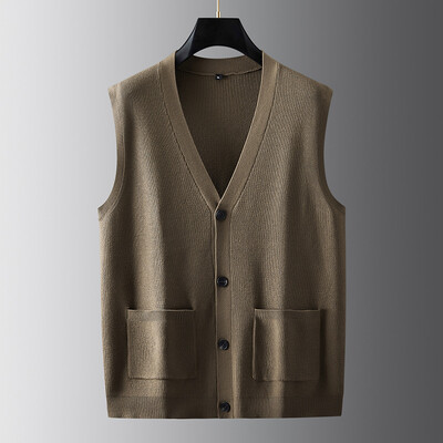 New Arrival Fashion Suepr suur sügisene meeste V-kaelusega kootud kardigan Vest Fashion kampsun, suur suurus XL 2XL 3XL 4XL 5XL 6XL 7XL