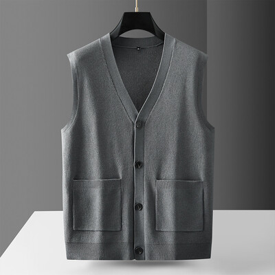 New Arrival Fashion Suepr suur sügisene meeste V-kaelusega kootud kardigan Vest Fashion kampsun, suur suurus XL 2XL 3XL 4XL 5XL 6XL 7XL