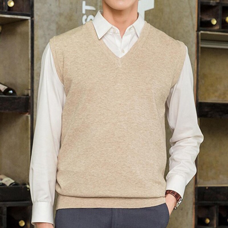 Pleteni prsluk Džemper Jednostavan muški Jesen Zima Pleteni prsluk Zgodan prsluk Prsluk Džemper Vest Gornja odjeća za slobodno vrijeme Pulover