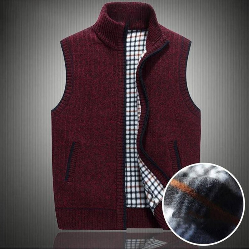Jesen Zima Muški džemper prsluk Debeli topli pleteni kardigan prsluk Pulover Kaput s patentnim zatvaračem Ležerna vanjska odjeća Prsluk bez rukava