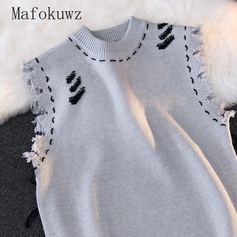 Američki stil Destroyed Raw Edge Vest pulover Muški High Street široki ležerni osobni veste bez rukava Muška odjeća