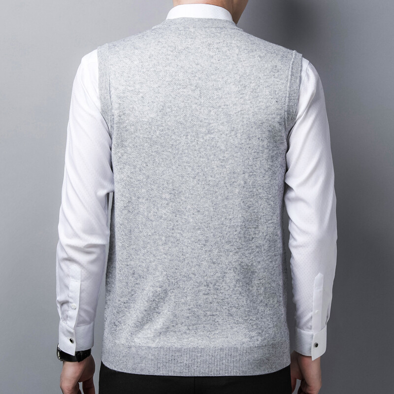 Muškarci 50% vuneni prsluk bez rukava, pleteni gumbi, osnovni pulover, debeli kardigan za jesen i zimu, muška poslovna moda, ležerna 00449