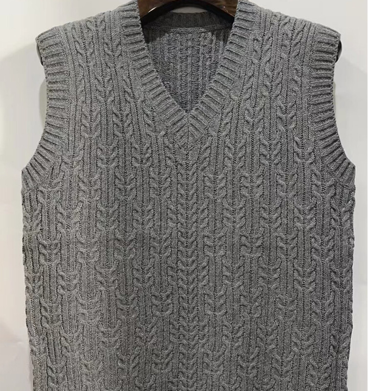 Proljeće i jesen Novi pleteni prsluk Europski i prekogranični muški pleteni pulover s V-izrezom, ležerni pulover Obična ležerna muška odjeća