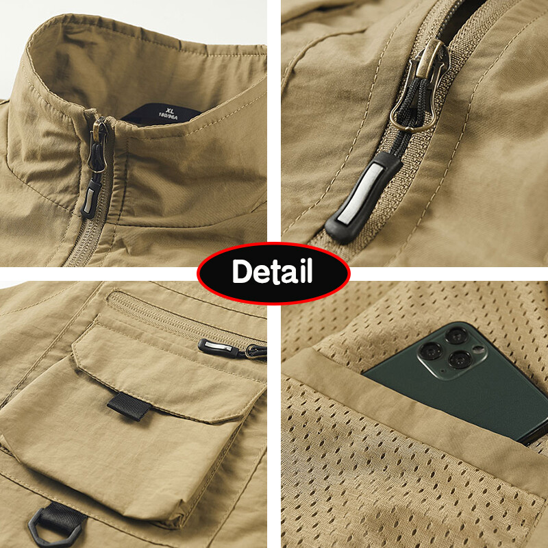 Ljeto 2024. Muškarci Ribolovni alat bez rukava Mrežasti prozračni prsluk Muški mnogo džepova Kampiranje na otvorenom Tanki lagani labavi muški prsluk