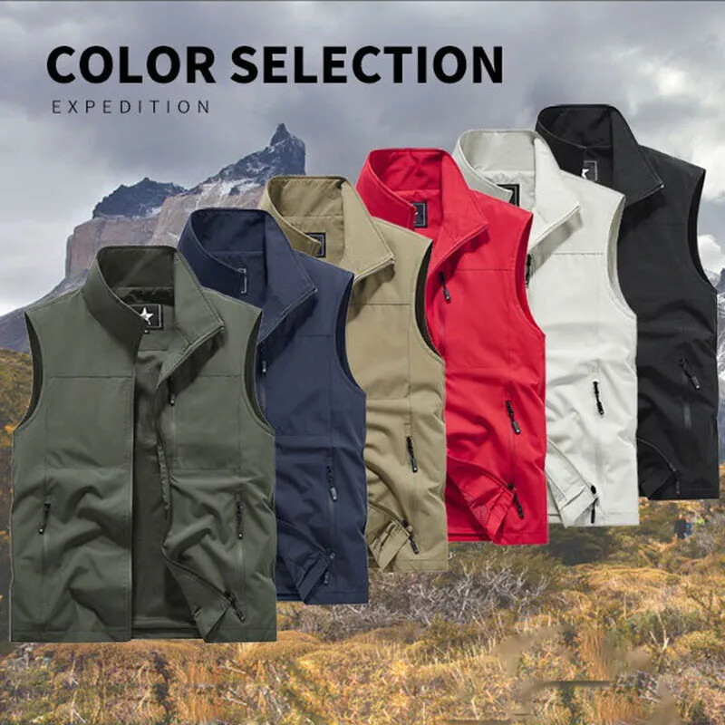 MUŠKI PRSLUK Taktička muška ribolovna odjeća s više džepova Lovačka penjačka jakna bez rukava velike veličine Muški ljetni radni prsluk
