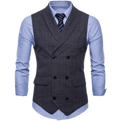 #4823 Primăvara 2023 Veste formale de epocă pentru bărbați Vestă elegantă în carouri pentru bărbați Vestă pentru bărbați Vestă cu două piepte Vestă Plus mărime 4XL