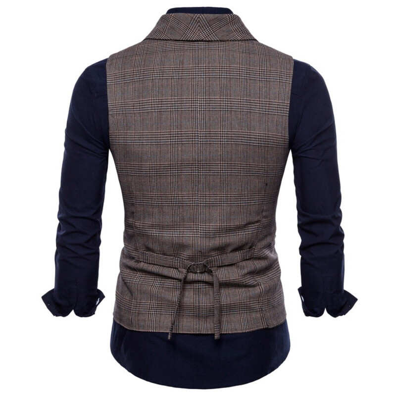 #4823 Άνοιξη 2023 Vintage Επίσημα Γιλέκα για Άντρες Λεπτό Κομψό Καρό Ανδρικό Γιλέκο Γιλέκο Διπλό Κοστούμια Γιλέκο Plus Size 4XL