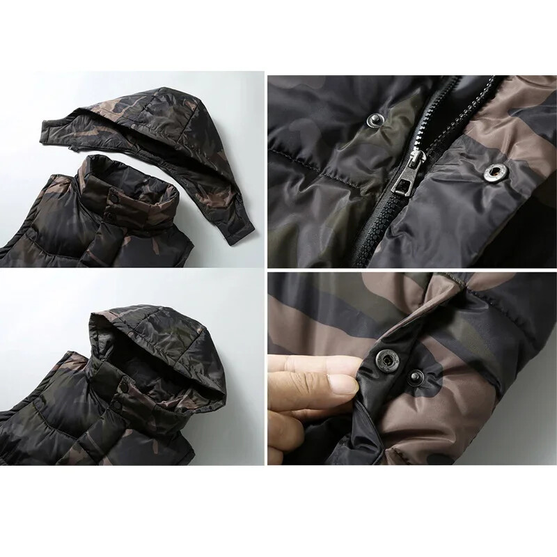 Army Green prsluk za muškarce, pamučni šešir, odvojiva jakna bez rukava, modna odjeća za proljeće i jesen, muška jakna, velika veličina 5XL