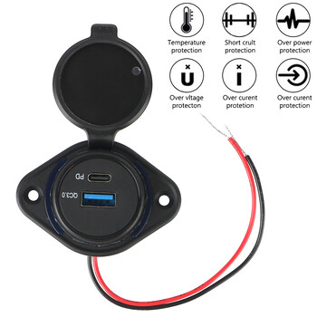 Леко зарядно за кола Зарядно за кола 12-24V QC3.0+ PD Зарядно устройство за USB порт за кола Бързо зареждане USB зарядно USB зарядно устройство с плъзгаща се капачка