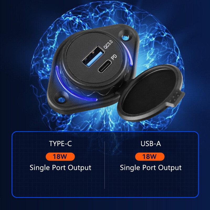 Lagani automobilski punjač Automobilski punjač 12-24V QC3.0+ PD Automobilski USB port punjač Fast Charge USB punjač USB punjač s kliznim poklopcem