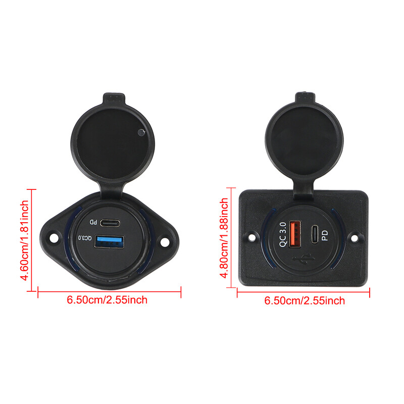 Lagani automobilski punjač Automobilski punjač 12-24V QC3.0+ PD Automobilski USB port punjač Fast Charge USB punjač USB punjač s kliznim poklopcem