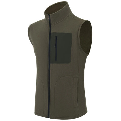 Muški jesenski zimski prsluk od polarnog flisa čiste boje s višestrukim džepovima, debela topla jakna, otporna na hladnoću, Dropshipping