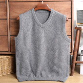 Kampsun Vest Meeste paks V-kaelusega varrukateta silmkoelised vestid Nakkumisvastased Kootud Vest Valik Nõel Jacquard Ühevärviline