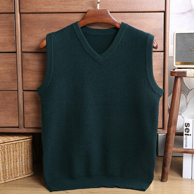 Kampsun Vest Meeste paks V-kaelusega varrukateta silmkoelised vestid Nakkumisvastased Kootud Vest Valik Nõel Jacquard Ühevärviline