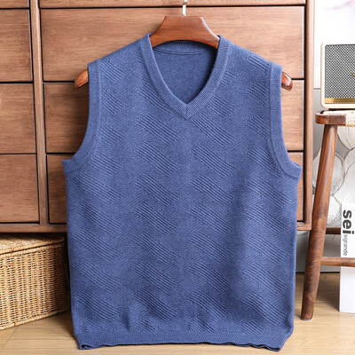 Kampsun Vest Meeste paks V-kaelusega varrukateta silmkoelised vestid Nakkumisvastased Kootud Vest Valik Nõel Jacquard Ühevärviline