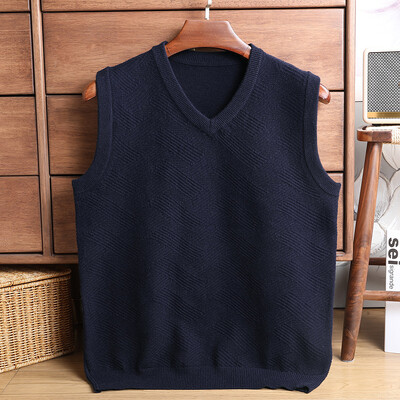 Kampsun Vest Meeste paks V-kaelusega varrukateta silmkoelised vestid Nakkumisvastased Kootud Vest Valik Nõel Jacquard Ühevärviline